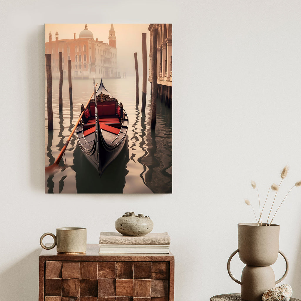 Plakat Gondola Na Tle Weneckiego Krajobrazu Rama Aluminiowa Kolor Czarny