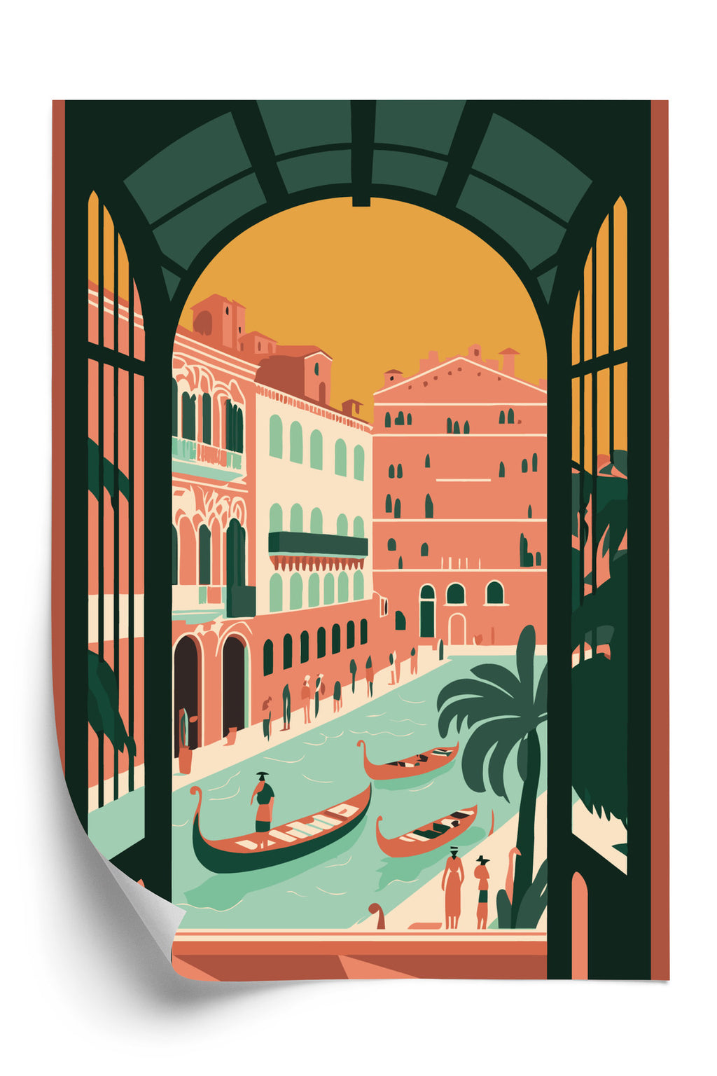 Plakat Gondole Na Weneckim Canal Grande Rama Aluminiowa Kolor Czarny