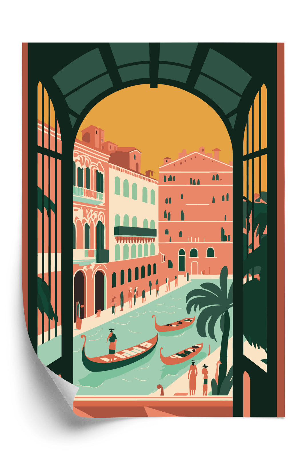 Plakat Gondole Na Weneckim Canal Grande Rama Aluminiowa Kolor Czarny