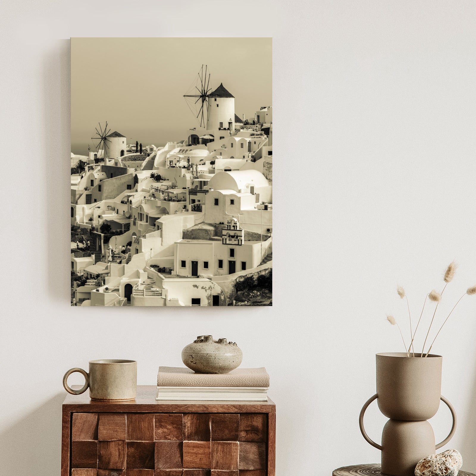 Plakat Typowa Architektura W Greckim Miasteczku Oia Rama Aluminiowa Kolor Czarny