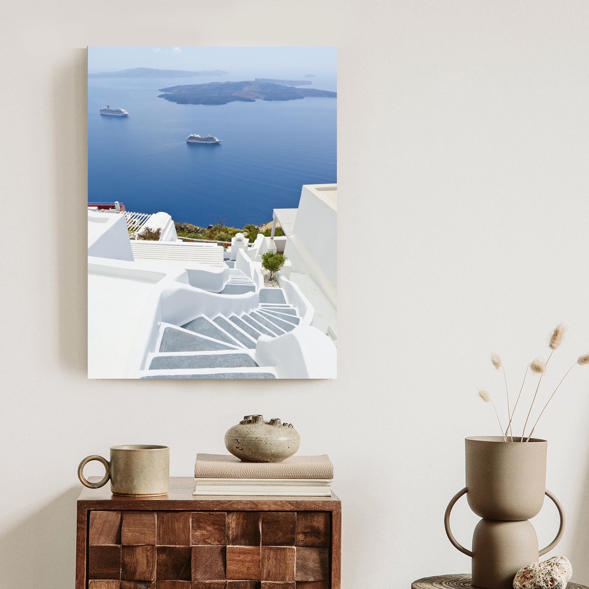 Plakat Santorini Z Malowniczym Widokiem Na Morze Rama Aluminiowa Kolor Czarny