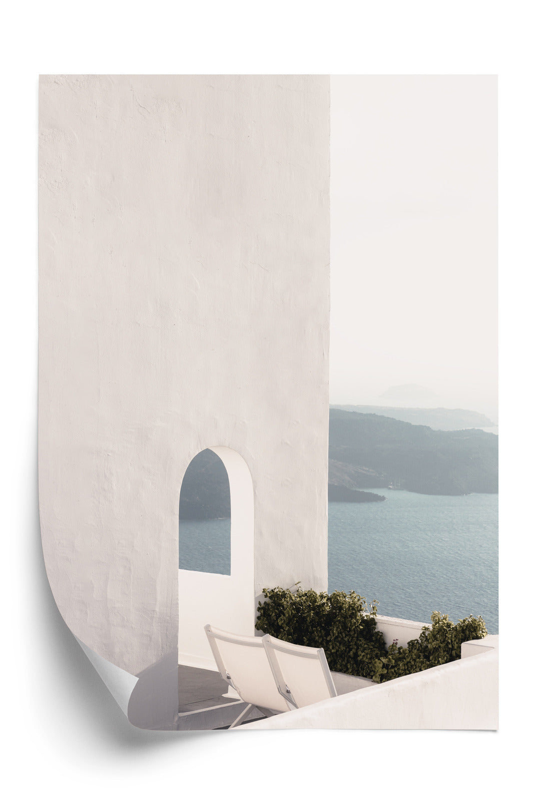Plakat Biała Architektura Na Santorini Z Widokiem Na Morze Rama Aluminiowa Kolor Czarny