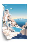 Plakat Grecka Architektura Na Santorini I Błękitne Morze Rama Aluminiowa Kolor Czarny