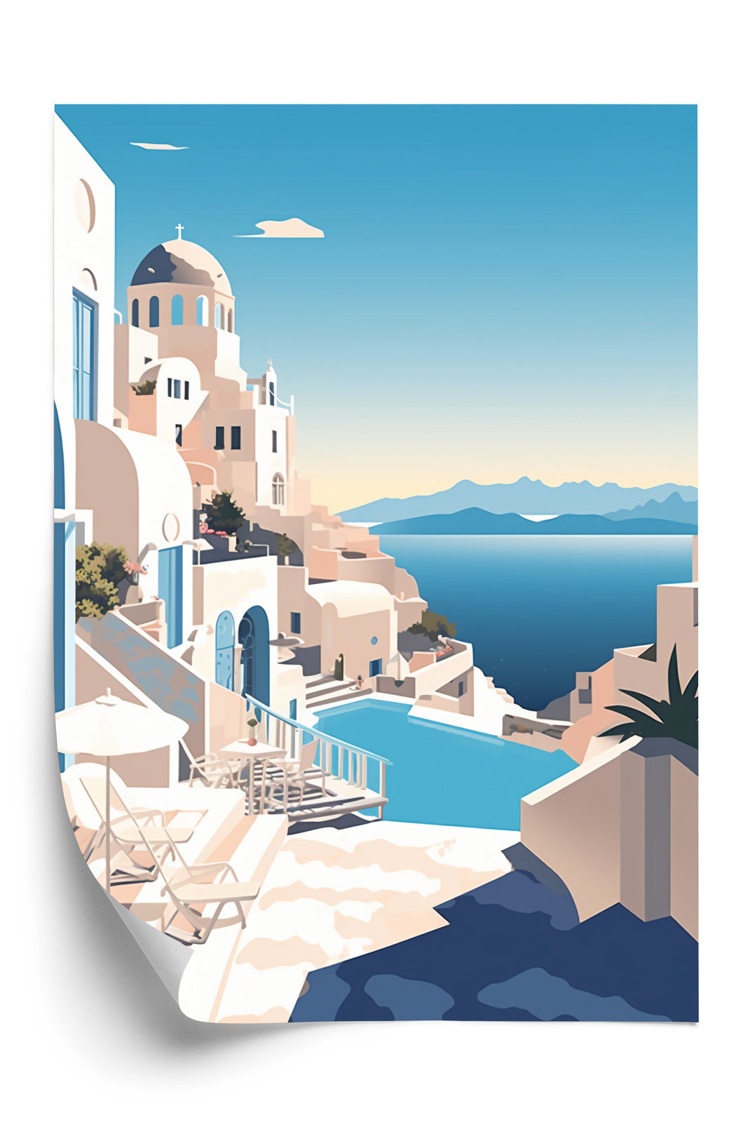 Plakat Grecka Architektura Na Santorini I Błękitne Morze Rama Aluminiowa Kolor Czarny