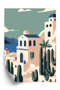 Plakat Architektura I Roślinność Na Wyspie Santorini Rama Aluminiowa Kolor Czarny