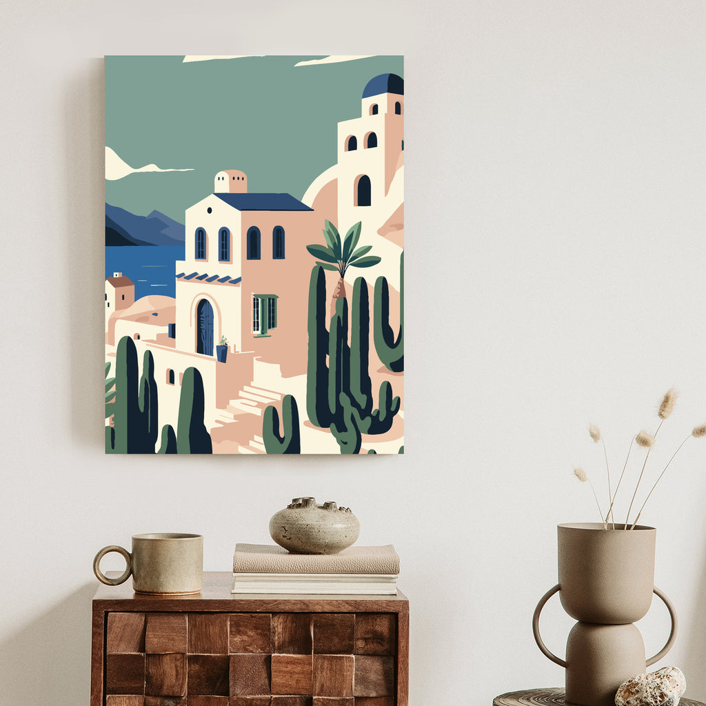 Plakat Architektura I Roślinność Na Wyspie Santorini Rama Aluminiowa Kolor Czarny