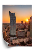 Plakat Wieżowce W Warszawie O Zachodzie Słońca Rama Aluminiowa Kolor Srebrny