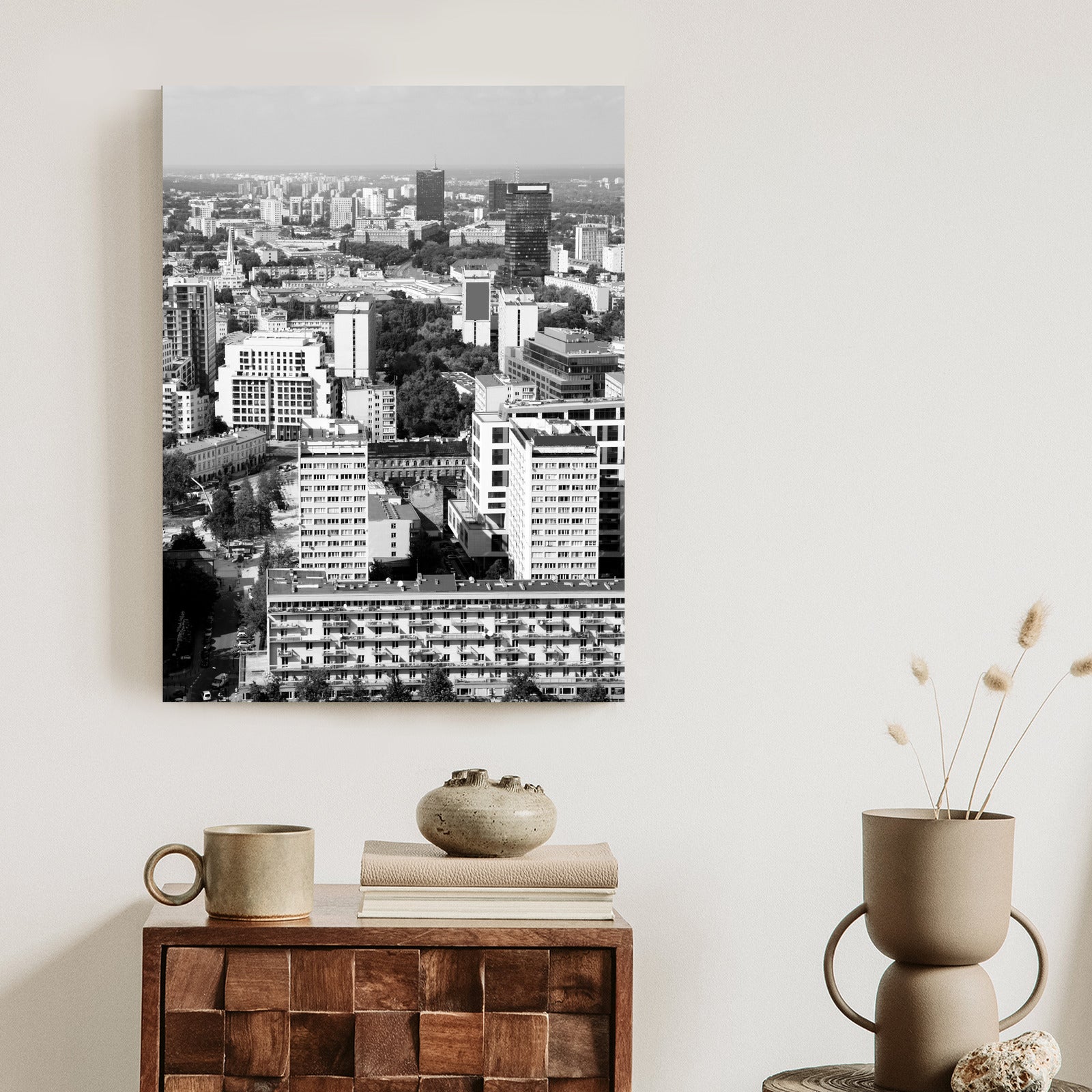 Plakat Czarno Biała Warszawa Z Lotu Ptaka Rama Aluminiowa Kolor Czarny