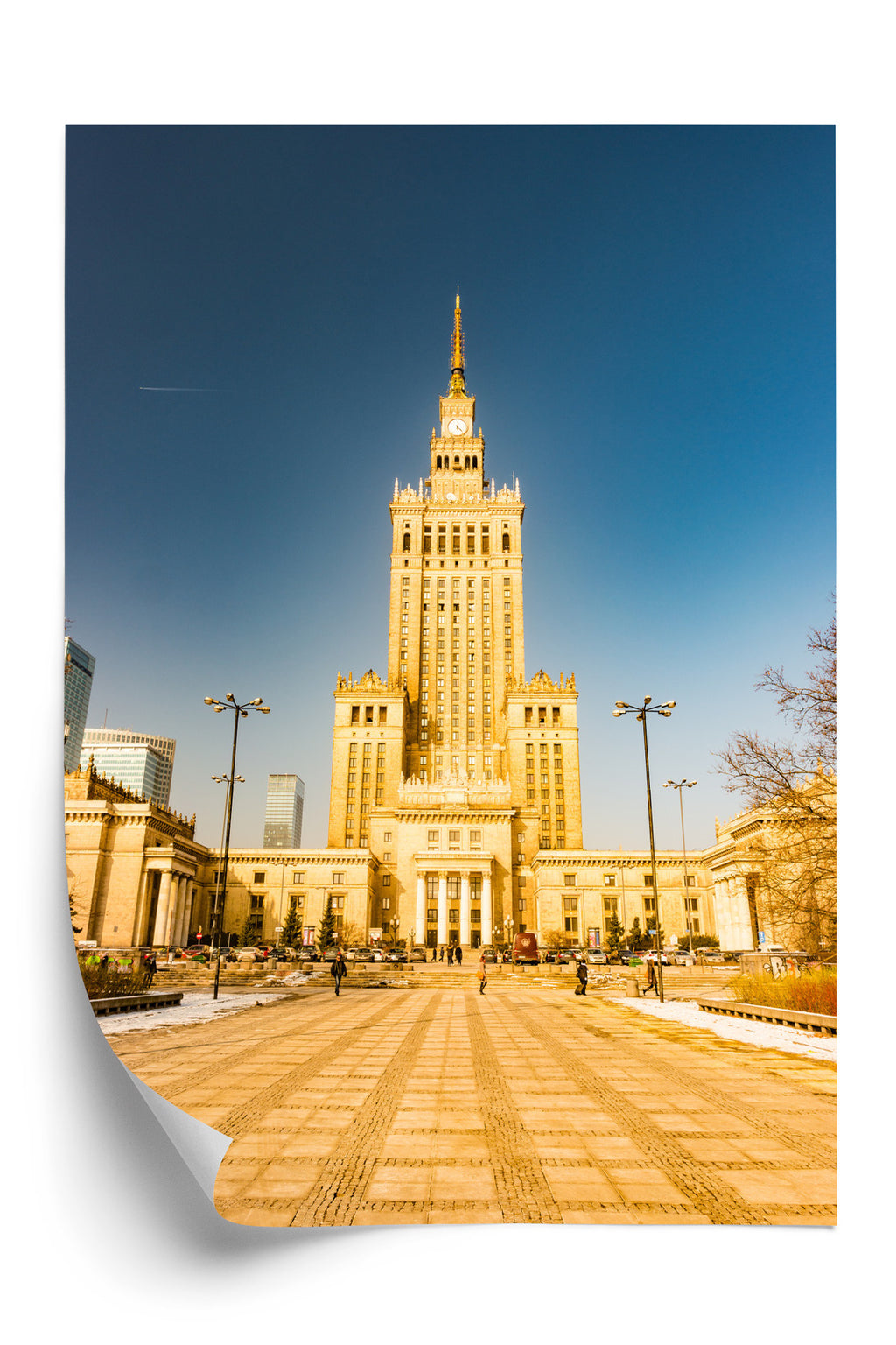 Plakat Pałac Kultury W Warszawie Na Tle Błękitnego Nieba Rama Aluminiowa Kolor Czarny
