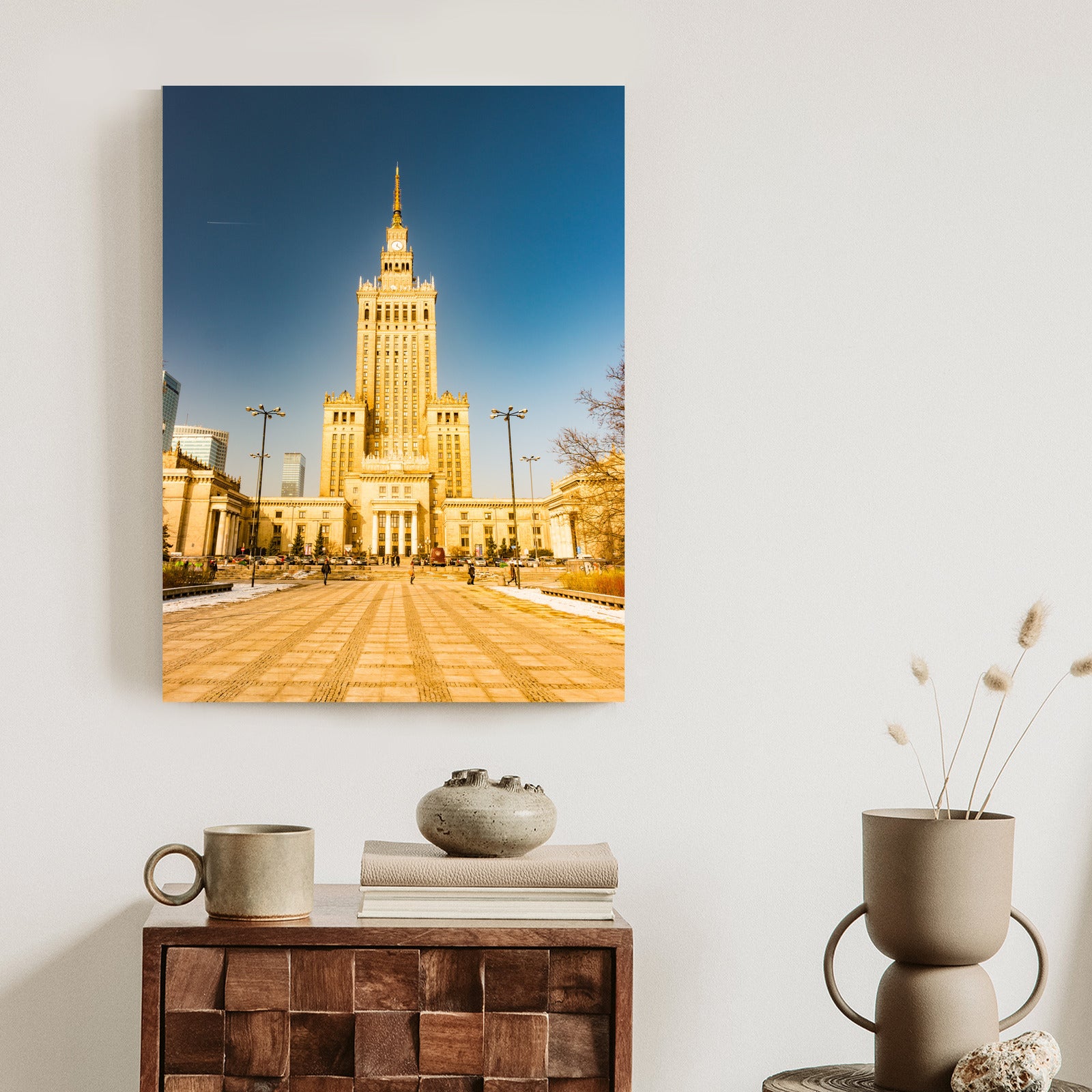 Plakat Pałac Kultury W Warszawie Na Tle Błękitnego Nieba Rama Aluminiowa Kolor Czarny