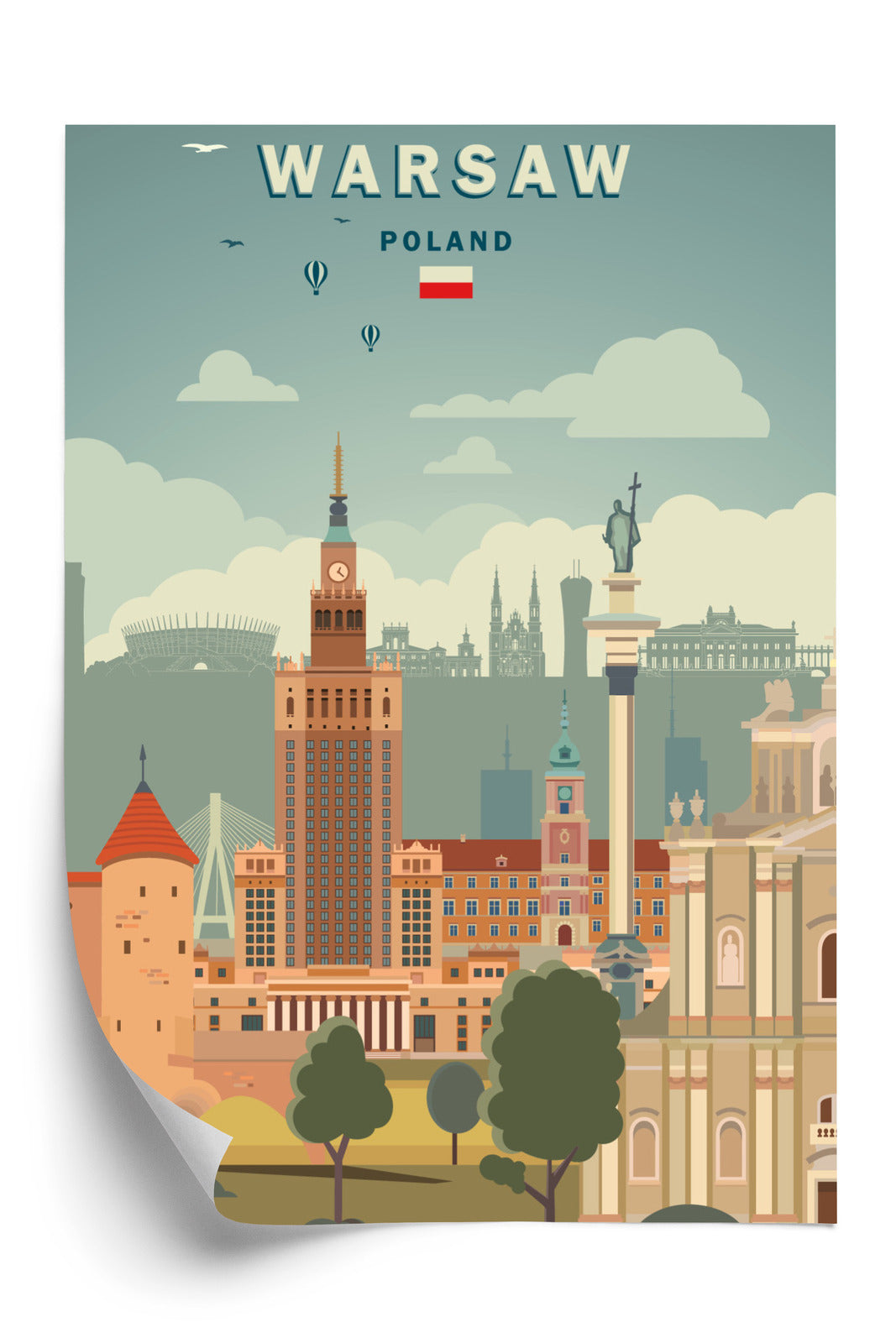 Plakat Ilustracja Architektury W Stolicy Polski Rama Aluminiowa Kolor Czarny