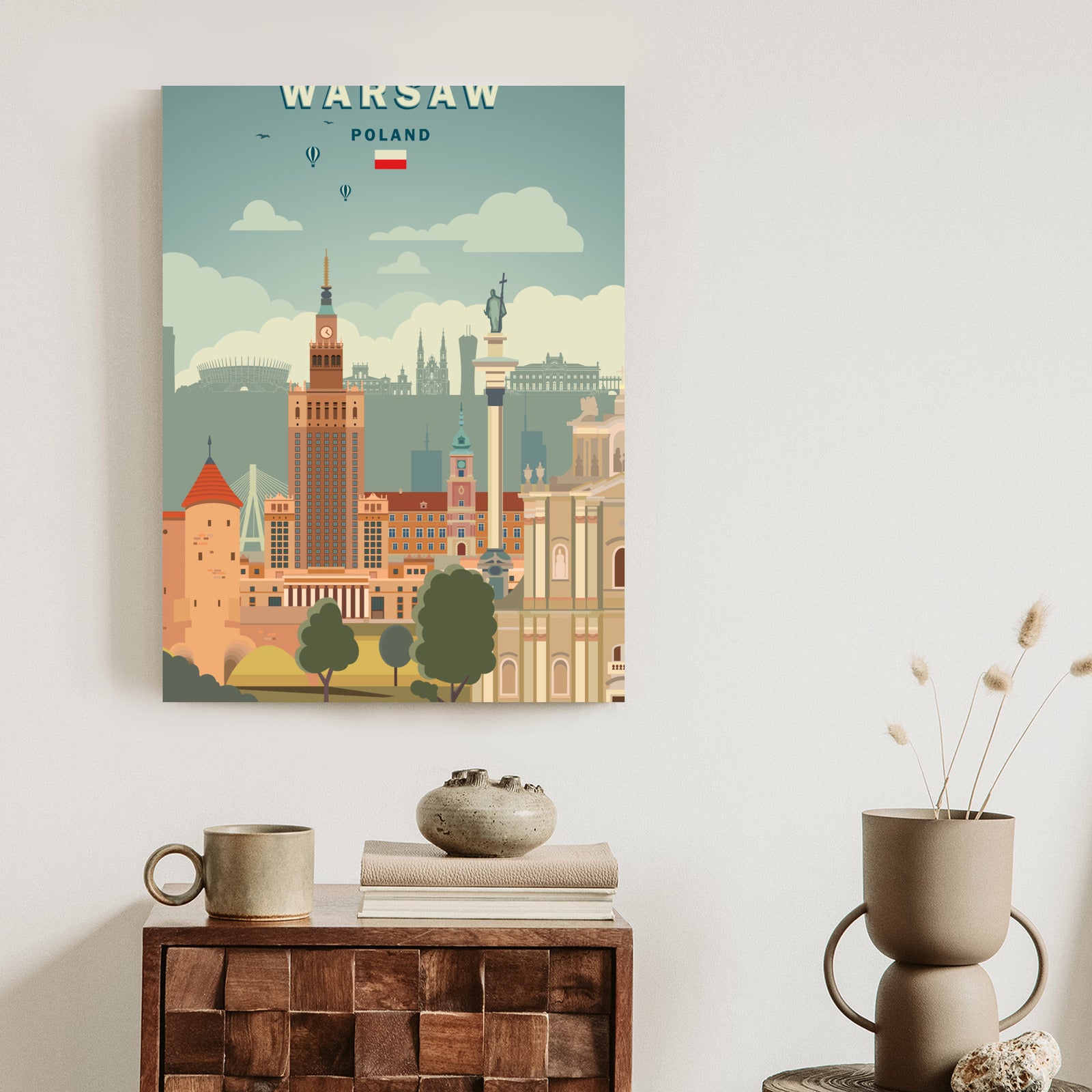Plakat Ilustracja Architektury W Stolicy Polski Rama Aluminiowa Kolor Czarny