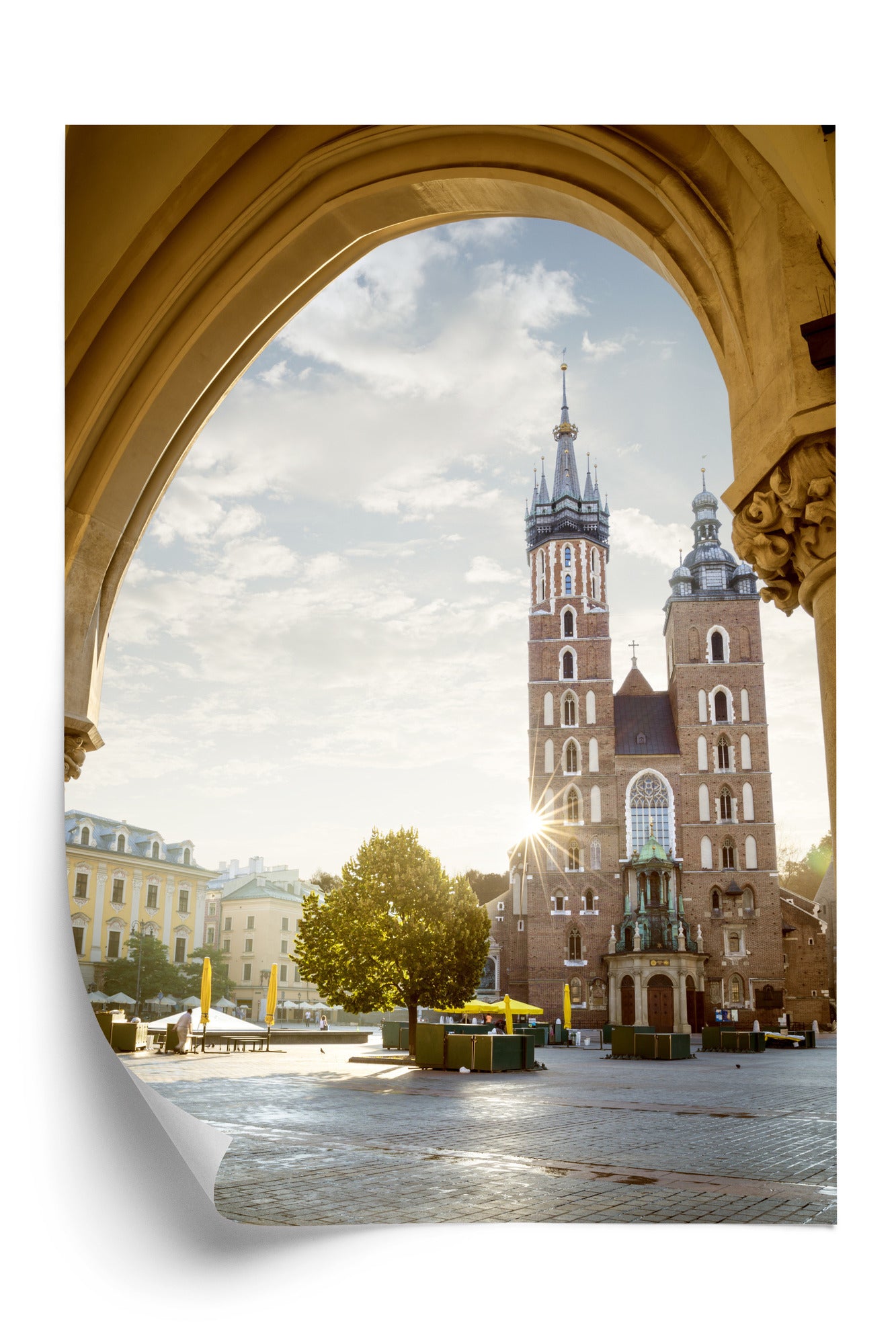 Plakat Widok Z Sukiennic Na Kościół Mariacki W Krakowie Rama Aluminiowa Kolor Czarny