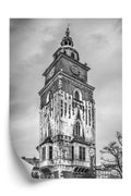 Plakat Czarno-Biała Fotografia Wieży Ratuszowej W Krakowie Rama Aluminiowa Kolor Czarny