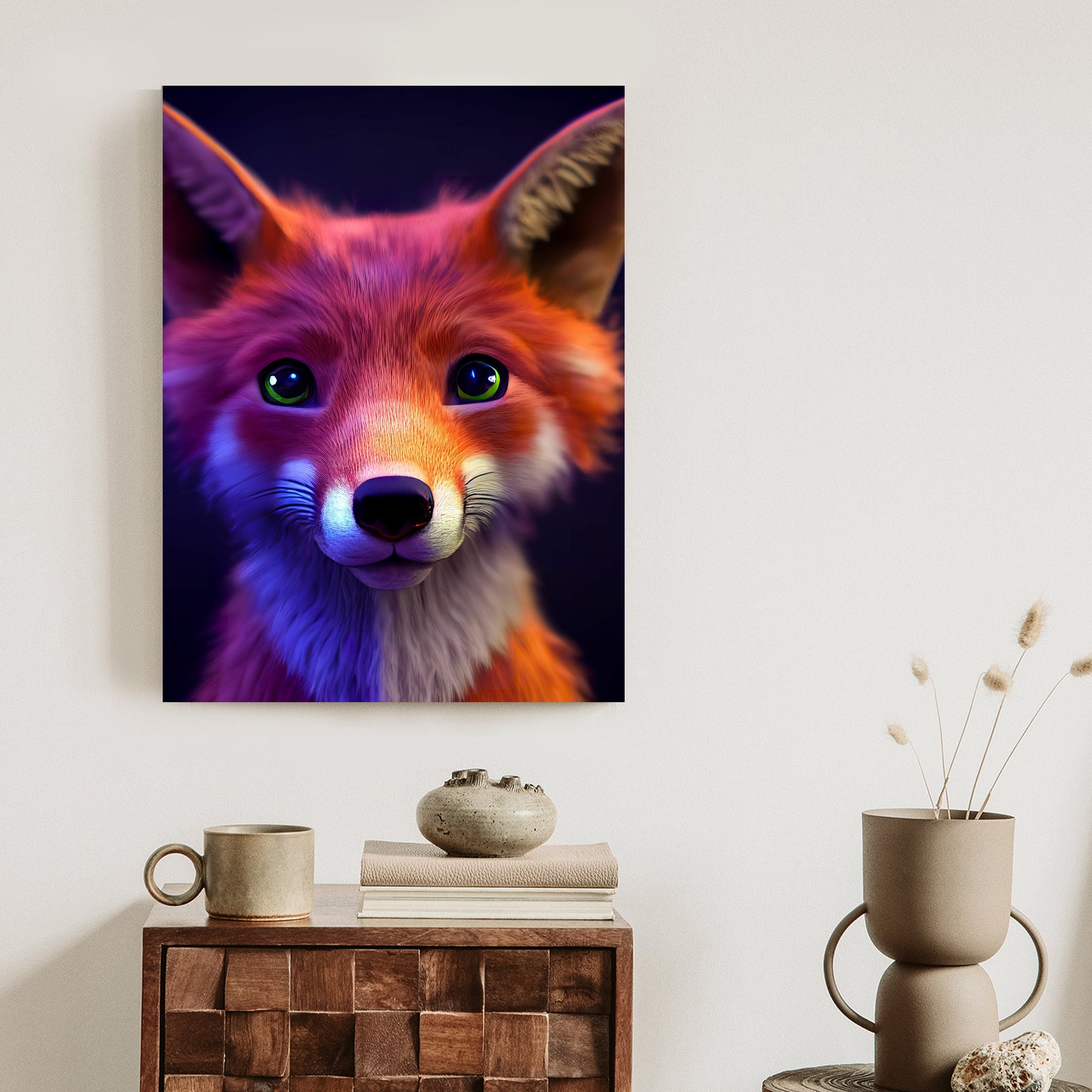 Plakat Animacja Przedstawiająca Liska Rama Drewniana Z Passe-Partout Kolor Naturalny