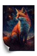 Plakat Magiczny Lis Na Ilustracji Rama Drewniana Z Passe-Partout Kolor Naturalny