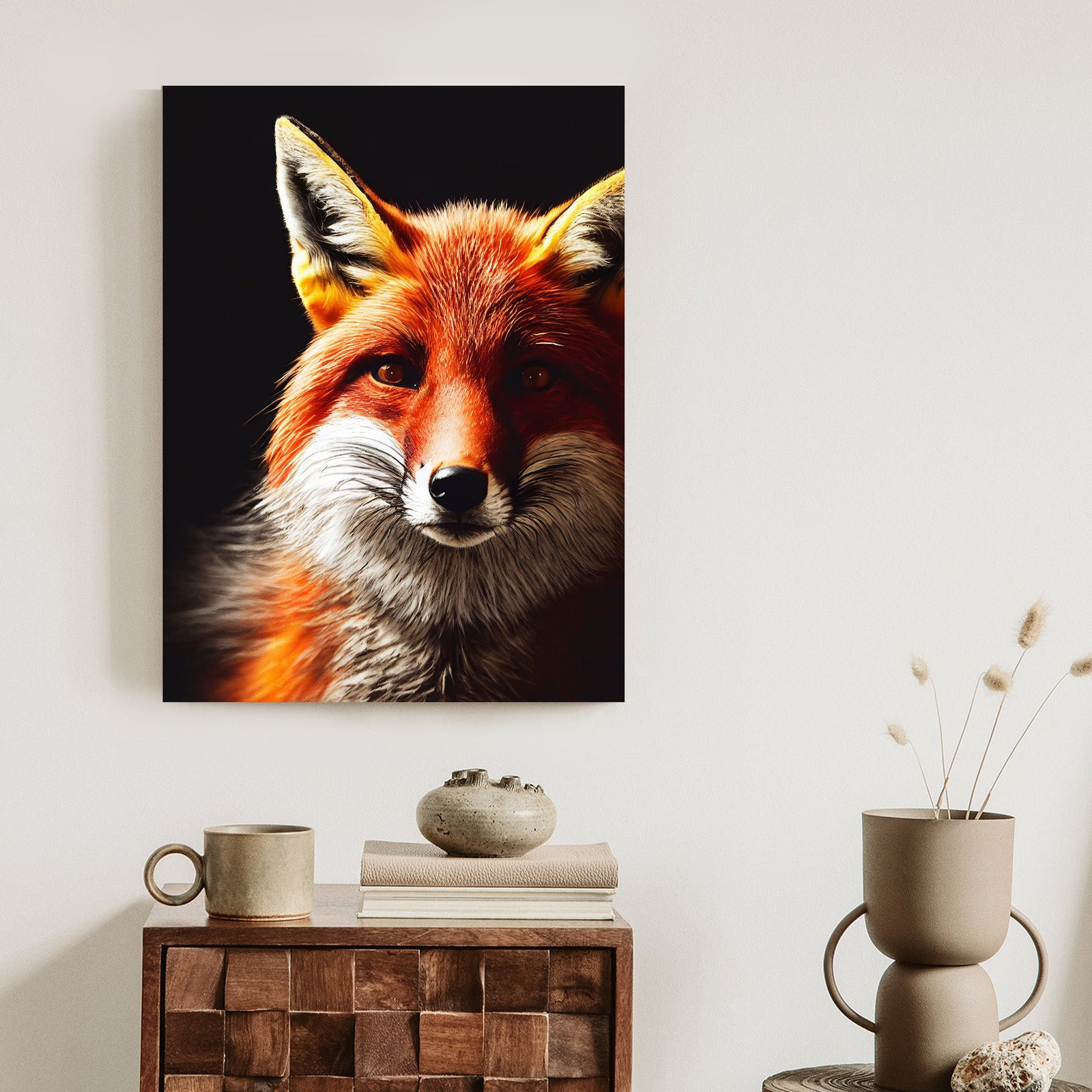 Plakat Realistyczny Portret Lisa Rama Drewniana Z Passe-Partout Kolor Naturalny