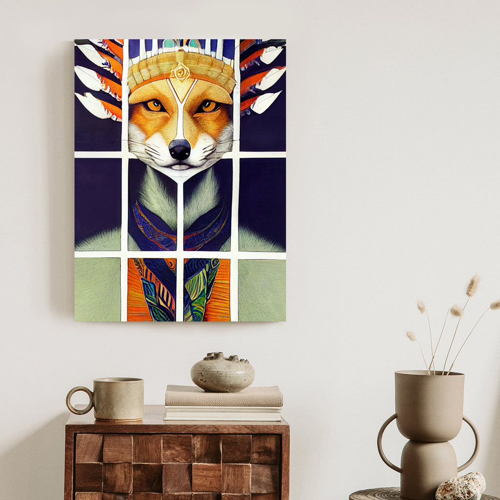 Plakat Lis W Ludowym Ubraniu Rama Drewniana Z Passe-Partout Kolor Naturalny