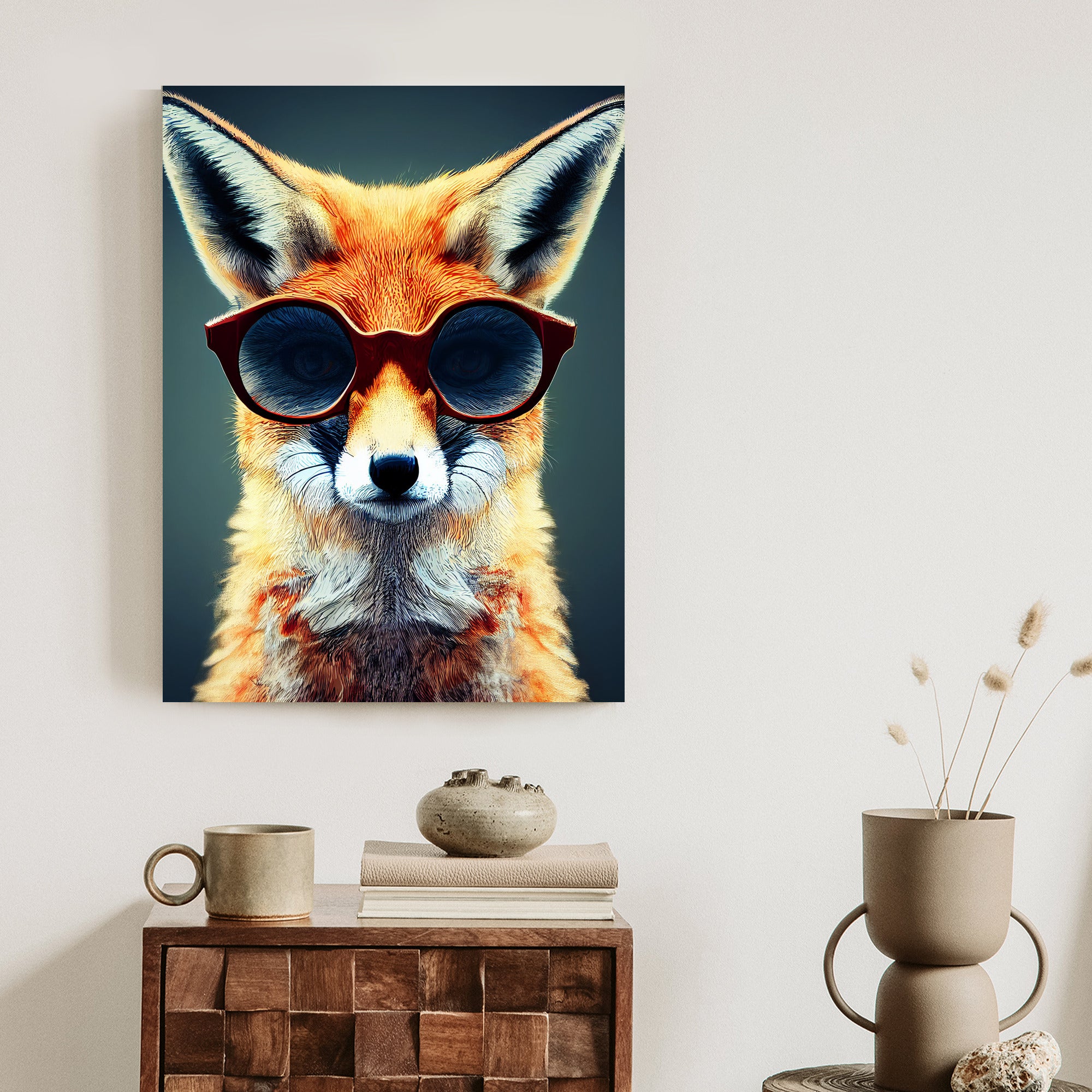 Plakat Portret Lisa W Okularach Rama Drewniana Z Passe-Partout Kolor Naturalny