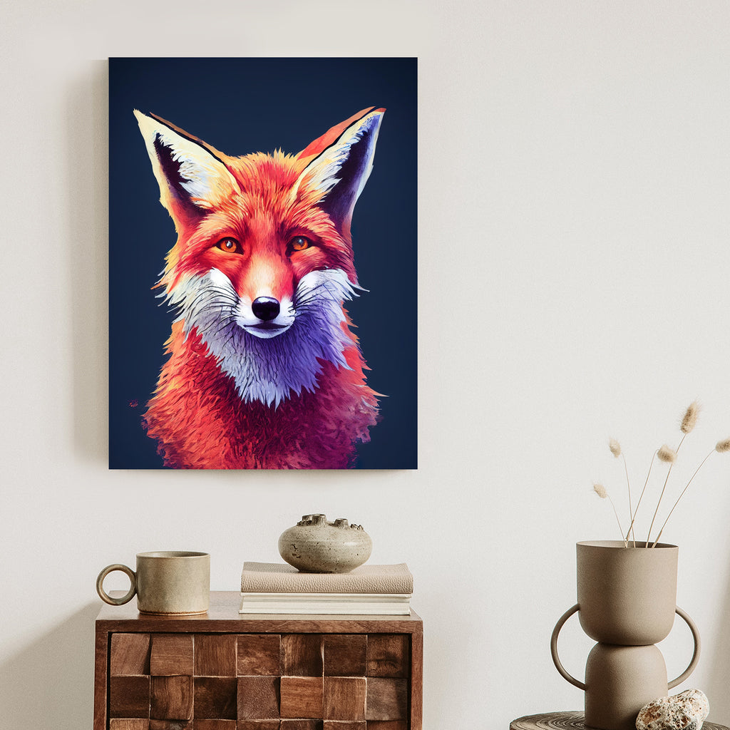 Plakat Rudy Lis Portret Rama Aluminiowa Z Passe-Partout Kolor Srebrny