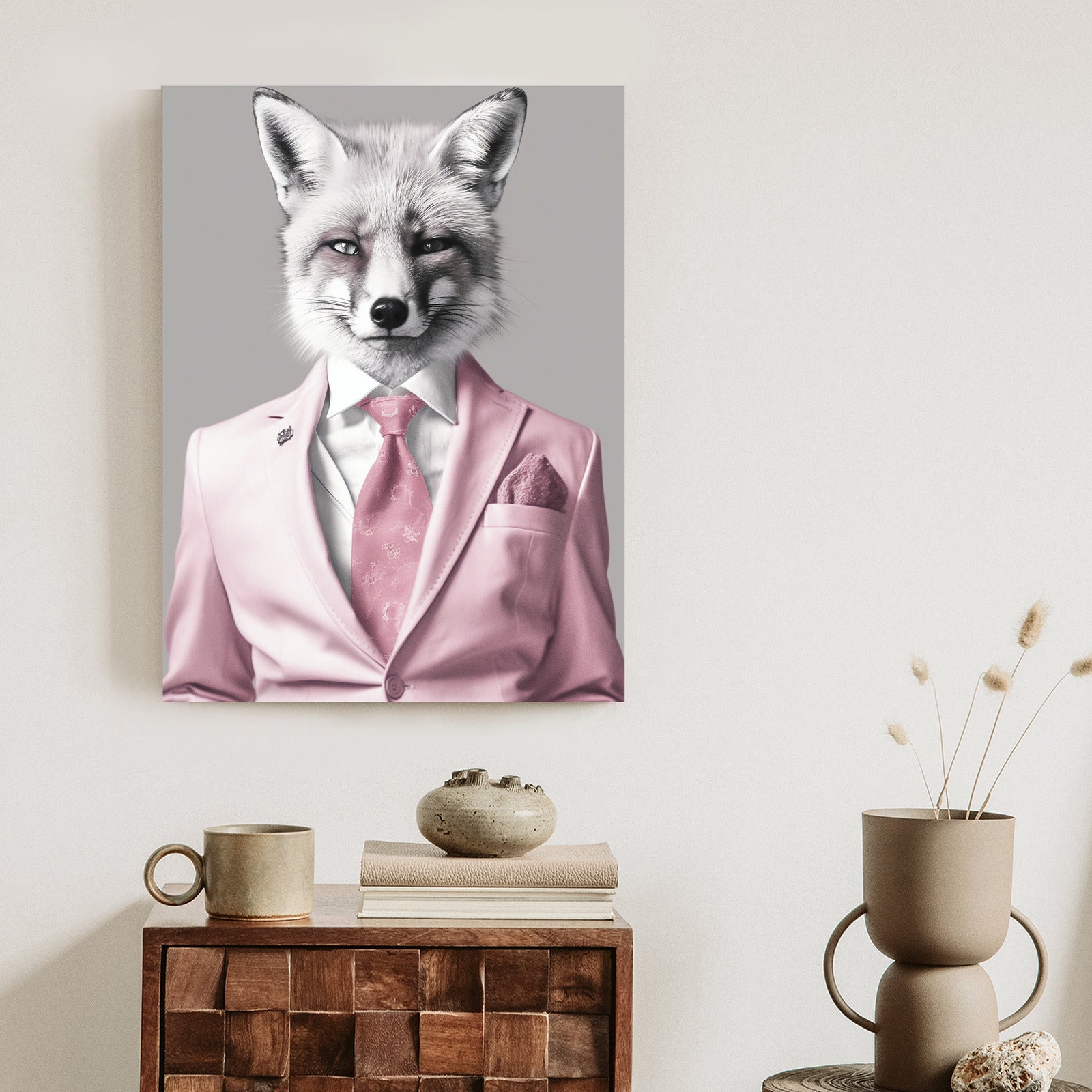 Plakat Lis Ubrany W Garnitur Rama Drewniana Z Passe-Partout Kolor Naturalny