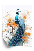 Plakat Paw I Malowane Kwiaty Rama Drewniana Z Passe-Partout Kolor Naturalny