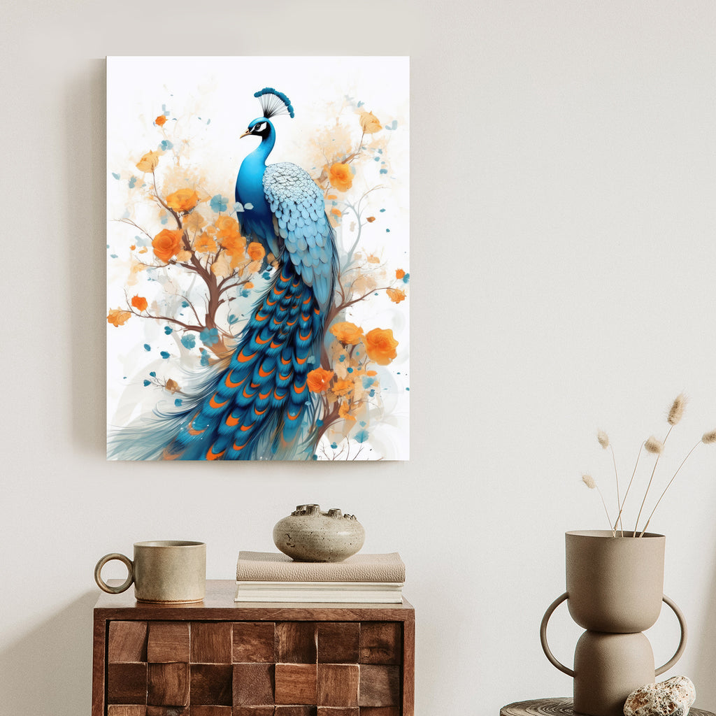 Plakat Paw I Malowane Kwiaty Rama Drewniana Z Passe-Partout Kolor Naturalny