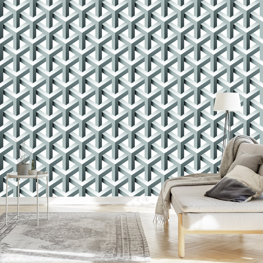 Tapeta Geometryczna, Efekt 3D, Z Głębią, Do Salonu