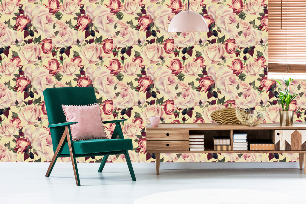 Tapeta Kwiaty Róże W Stylu Vintage Akwarela