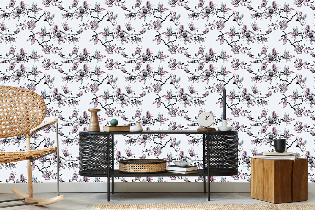 Tapeta Kwiaty Magnolii Akwarela