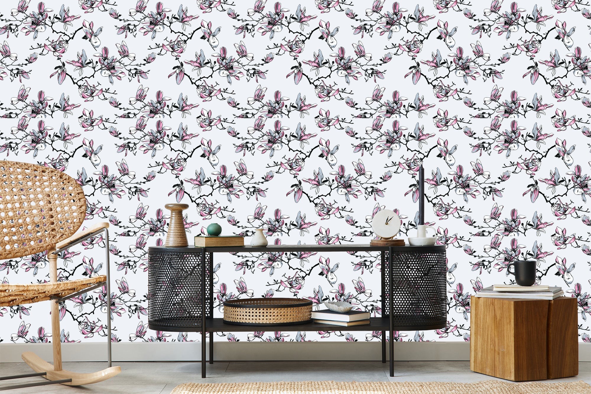 Tapeta Kwiaty Magnolii Akwarela