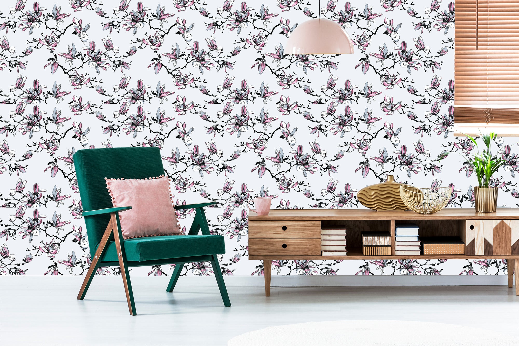 Tapeta Kwiaty Magnolii Akwarela