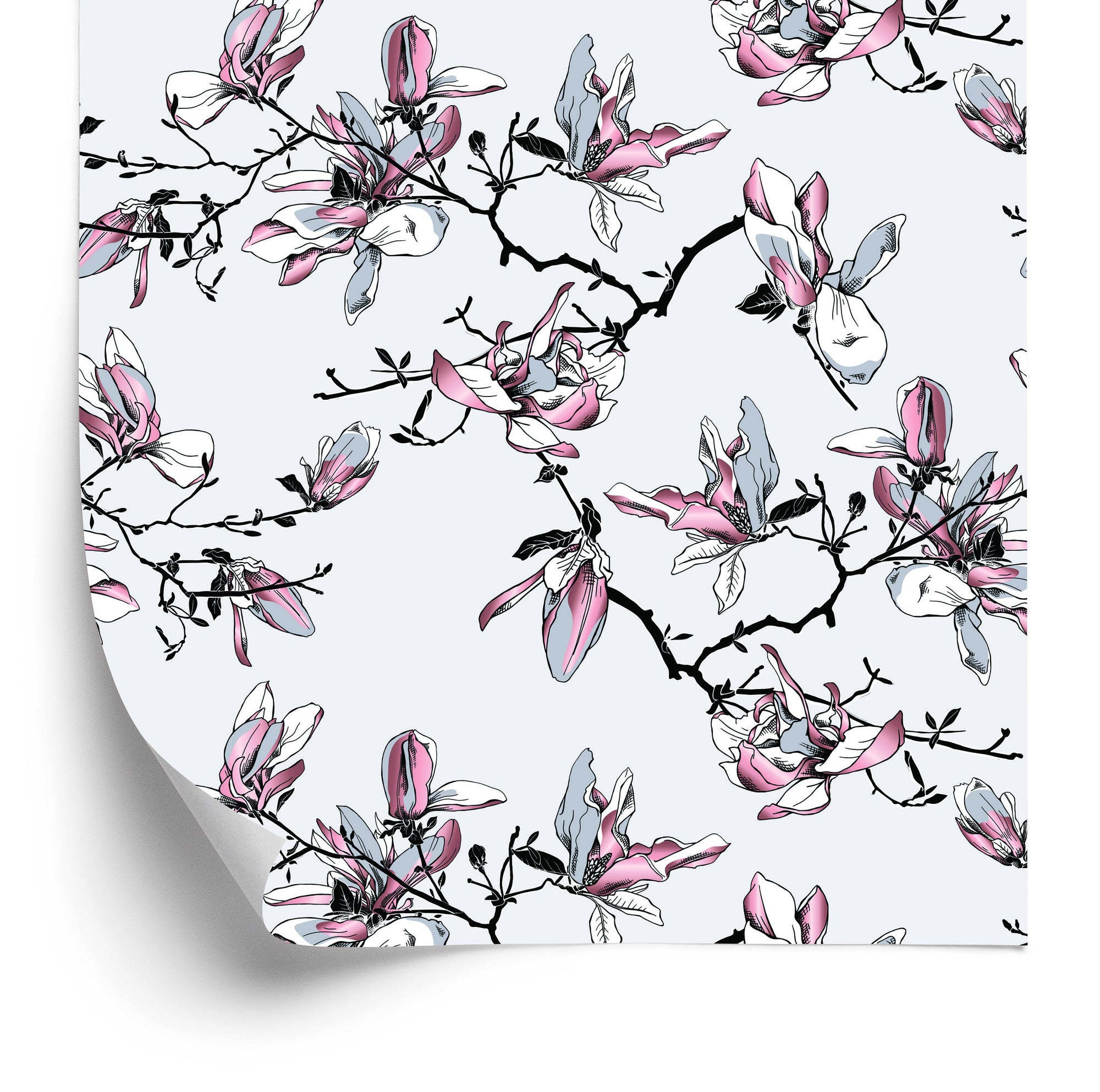 Tapeta Kwiaty Magnolii Akwarela