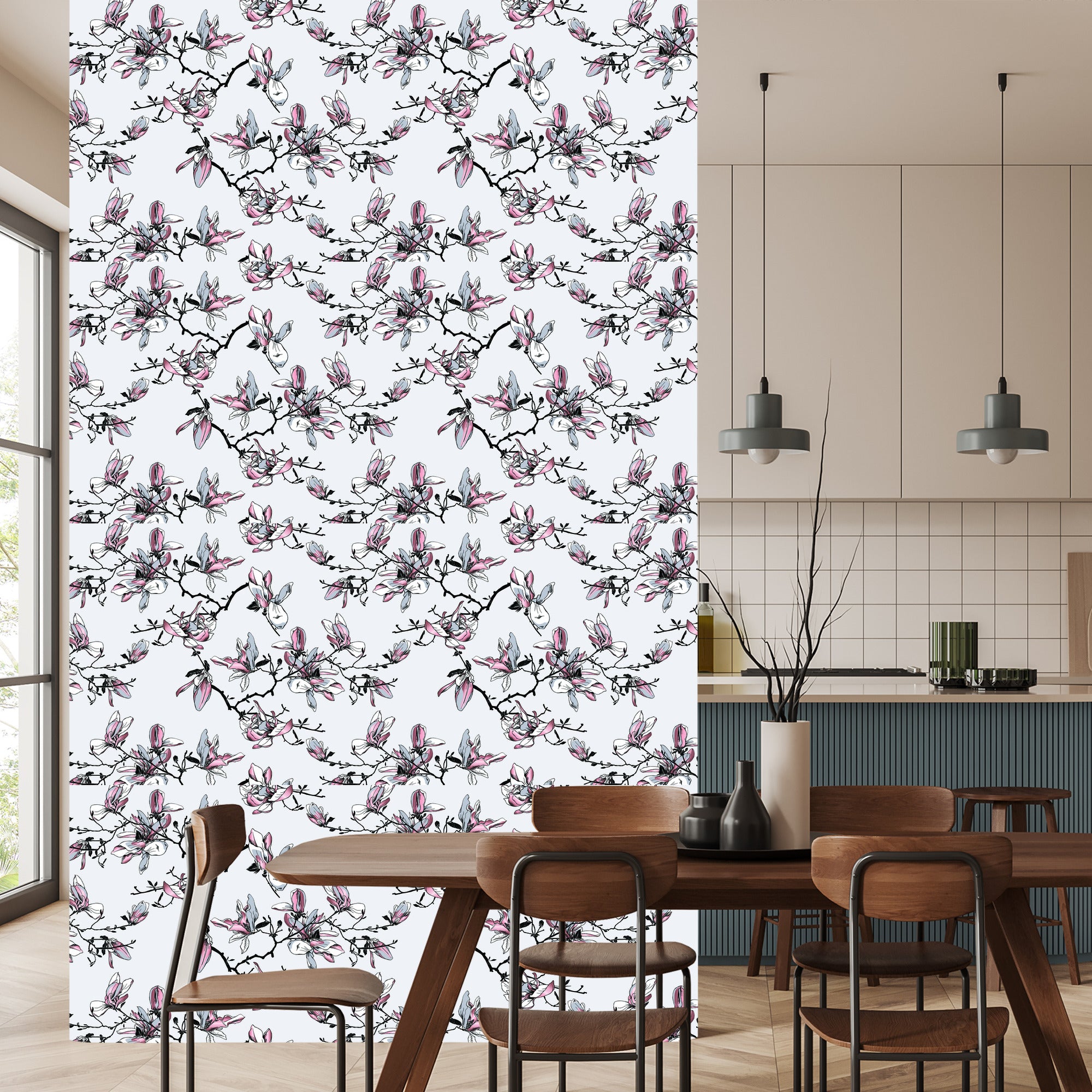 Tapeta Kwiaty Magnolii Akwarela