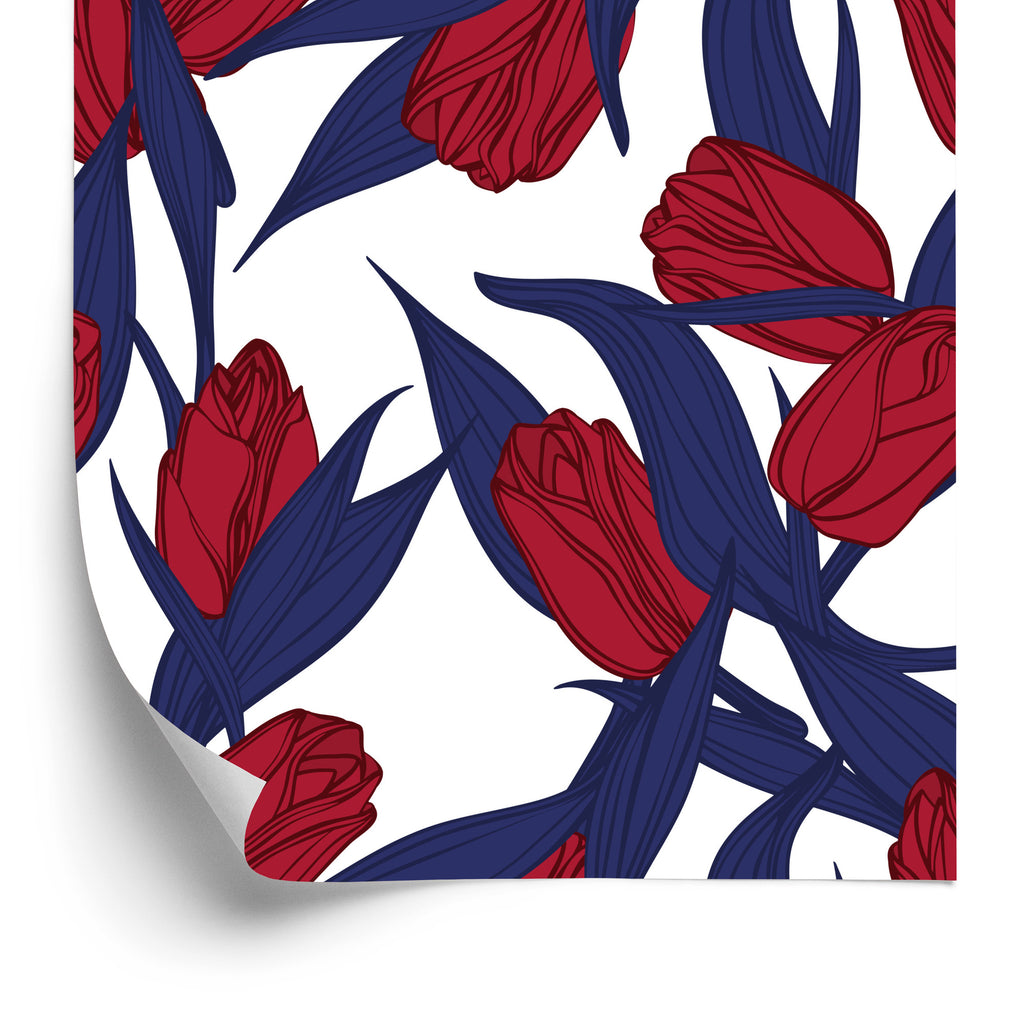 Tapeta Malowane Czerwone Tulipany