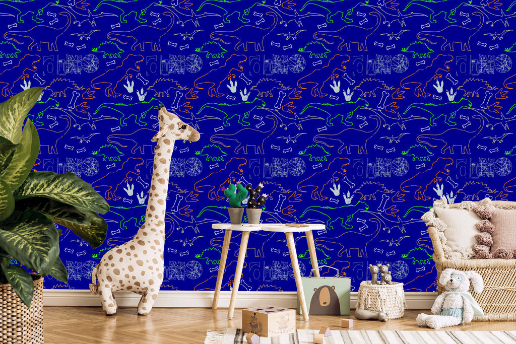 Tapeta Dla Dzieci, Kolorowe Dinozaury, Zwierzęta