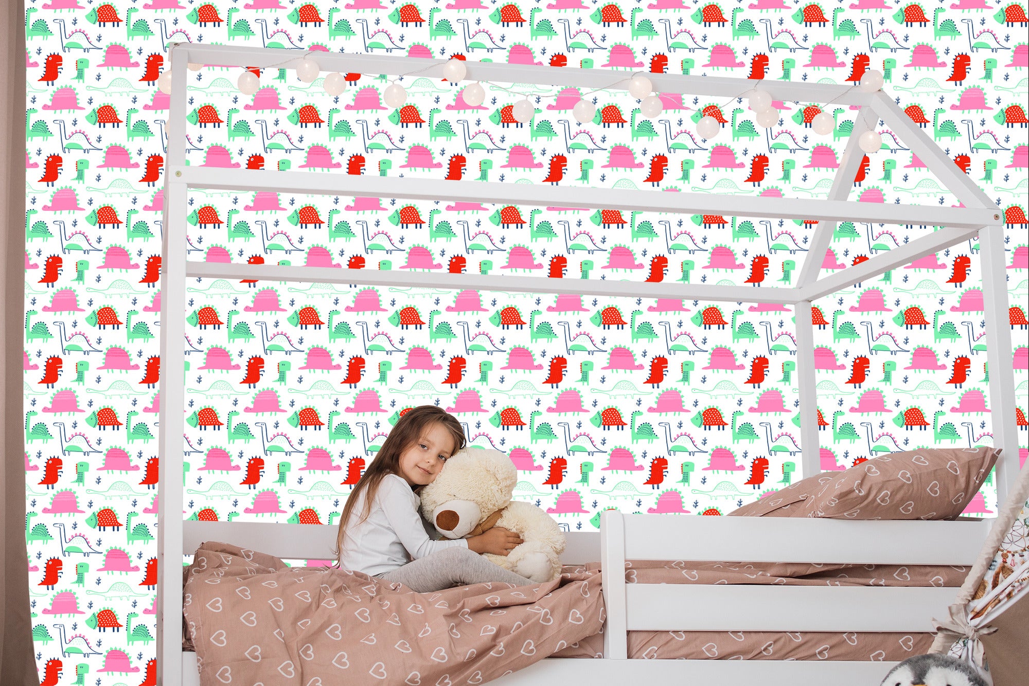 Tapeta Do Pokoju Dziecka Kolorowe Dinozaury Liście