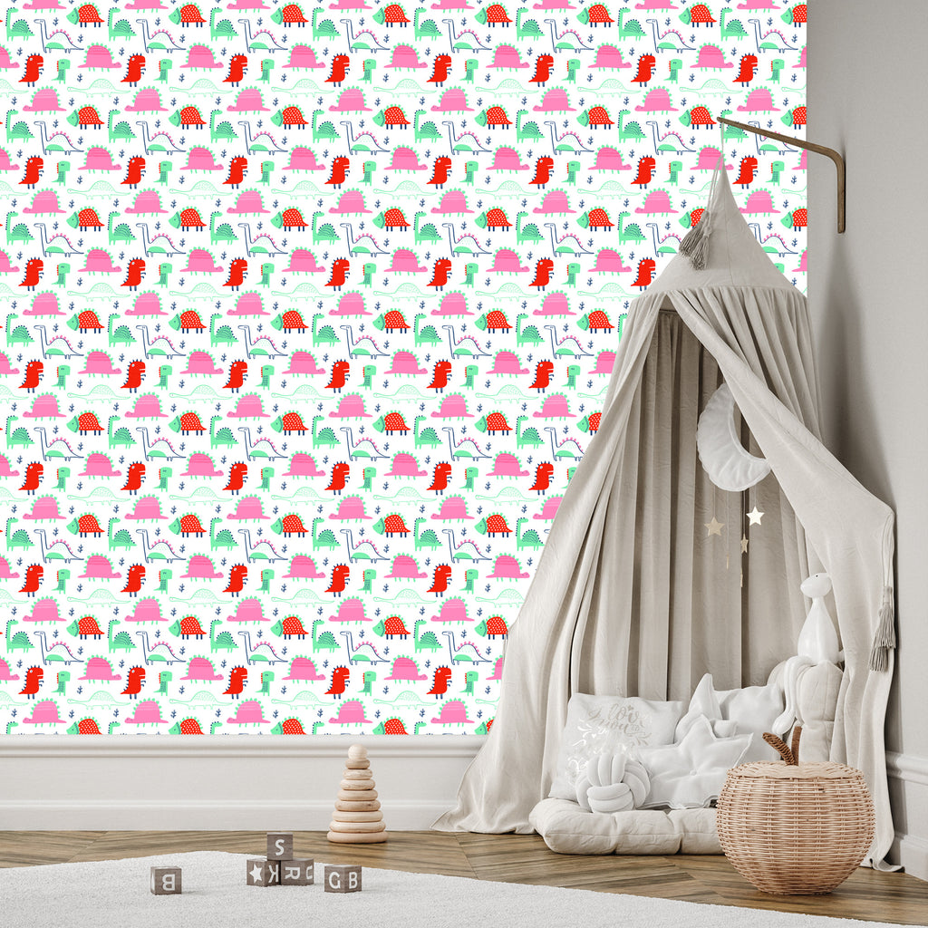 Tapeta Do Pokoju Dziecka Kolorowe Dinozaury Liście