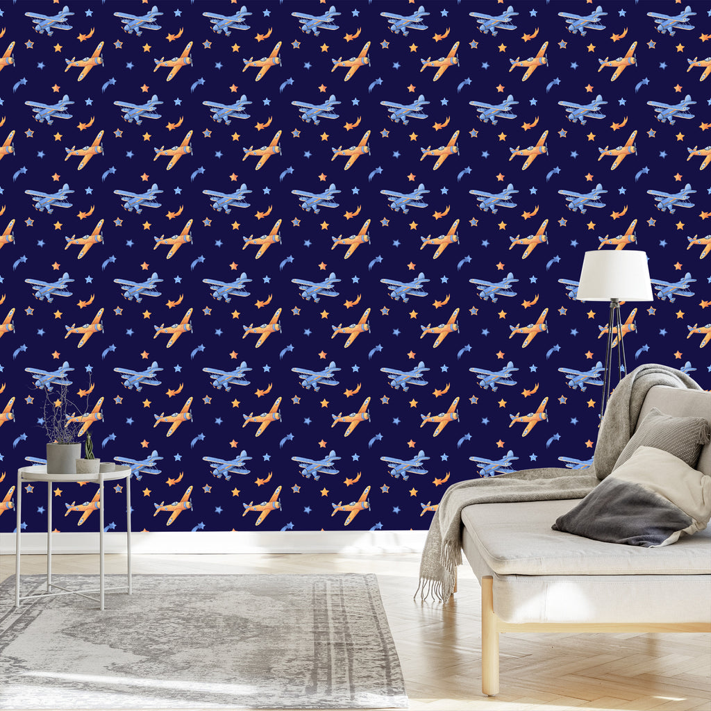 Tapeta Samoloty Retro Z Gwiazdkami