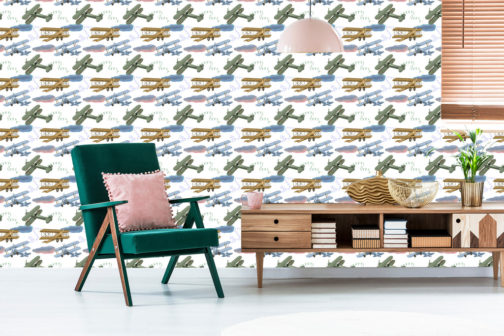 Tapeta Samoloty Retro Z Chmurami