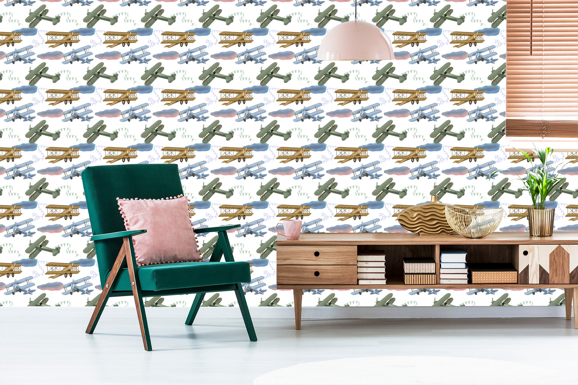 Tapeta Samoloty Retro Z Chmurami