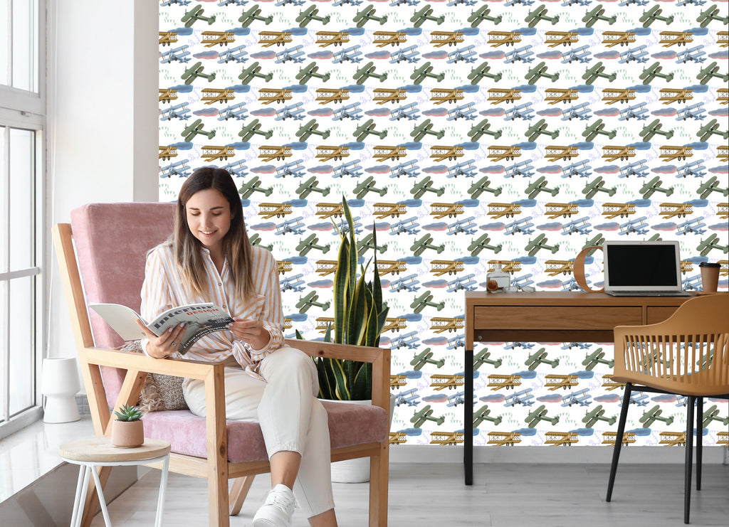 Tapeta Samoloty Retro Z Chmurami