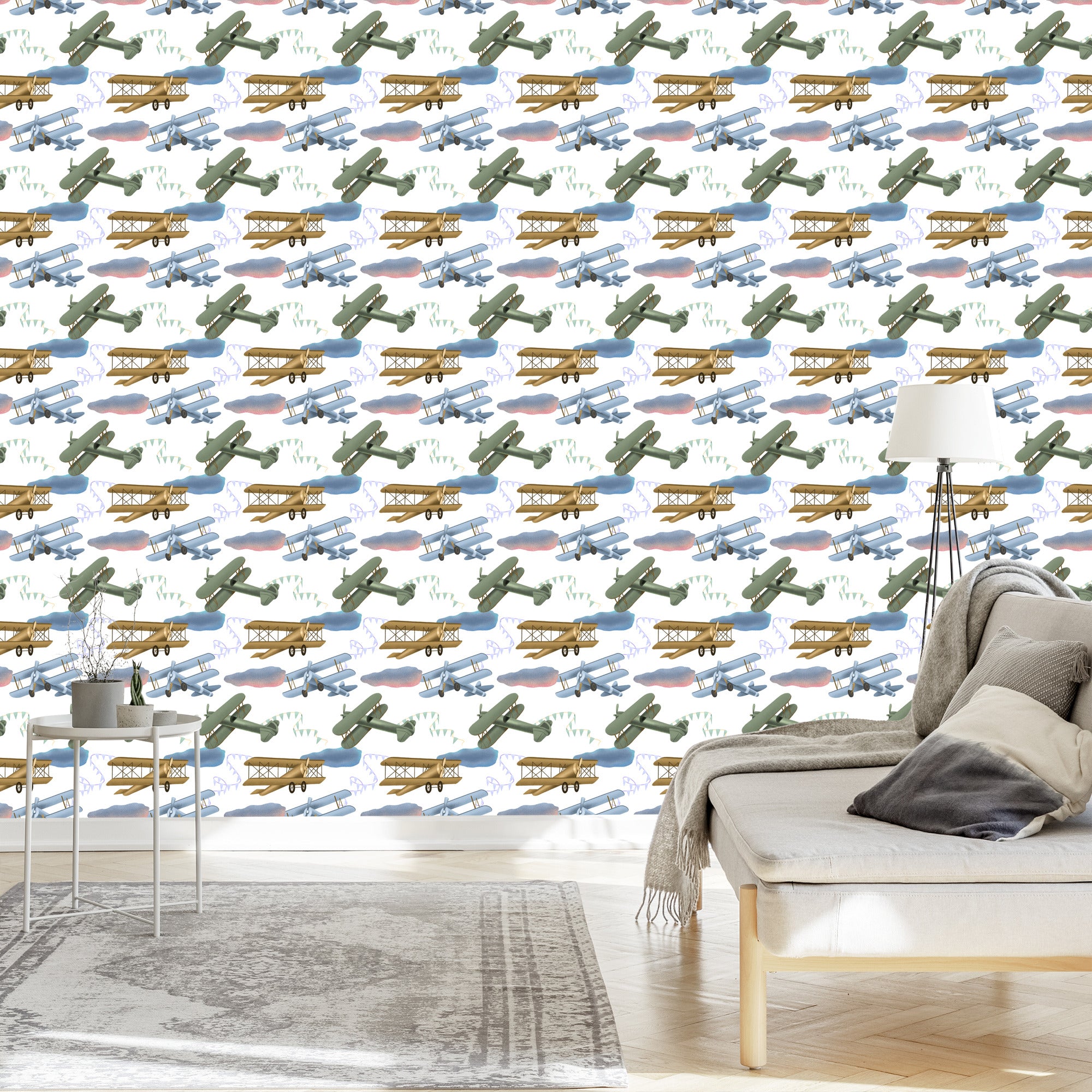 Tapeta Samoloty Retro Z Chmurami