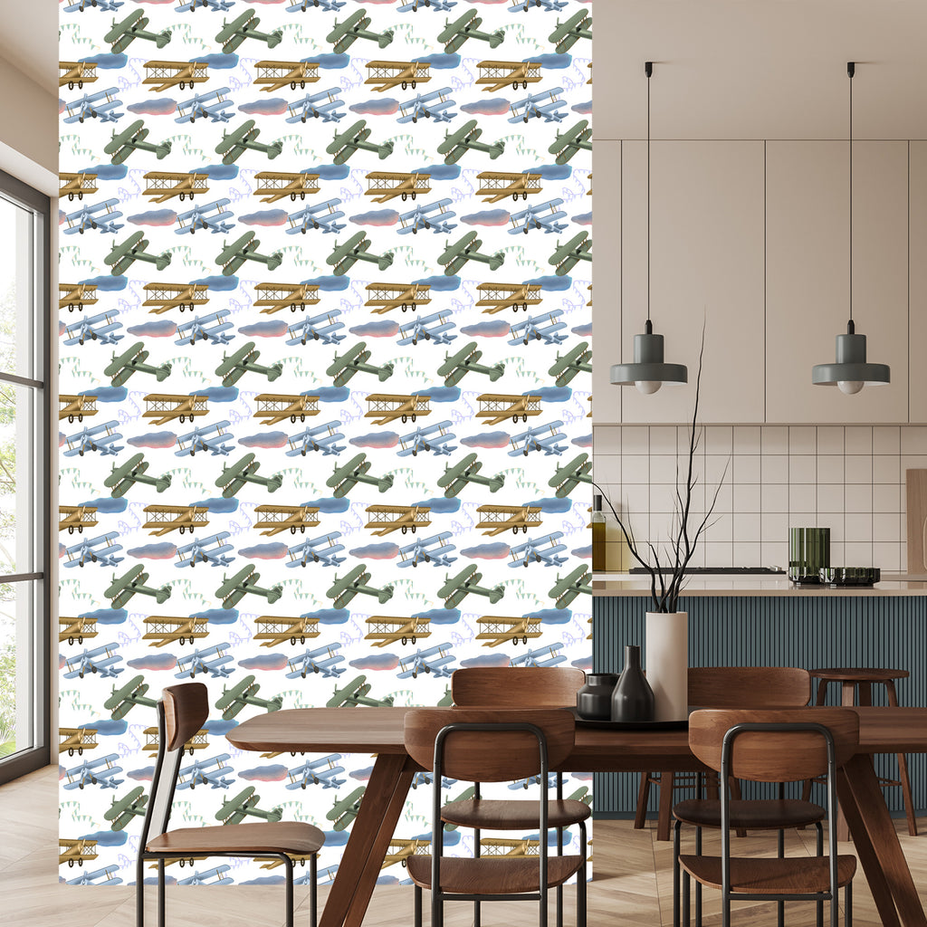 Tapeta Samoloty Retro Z Chmurami