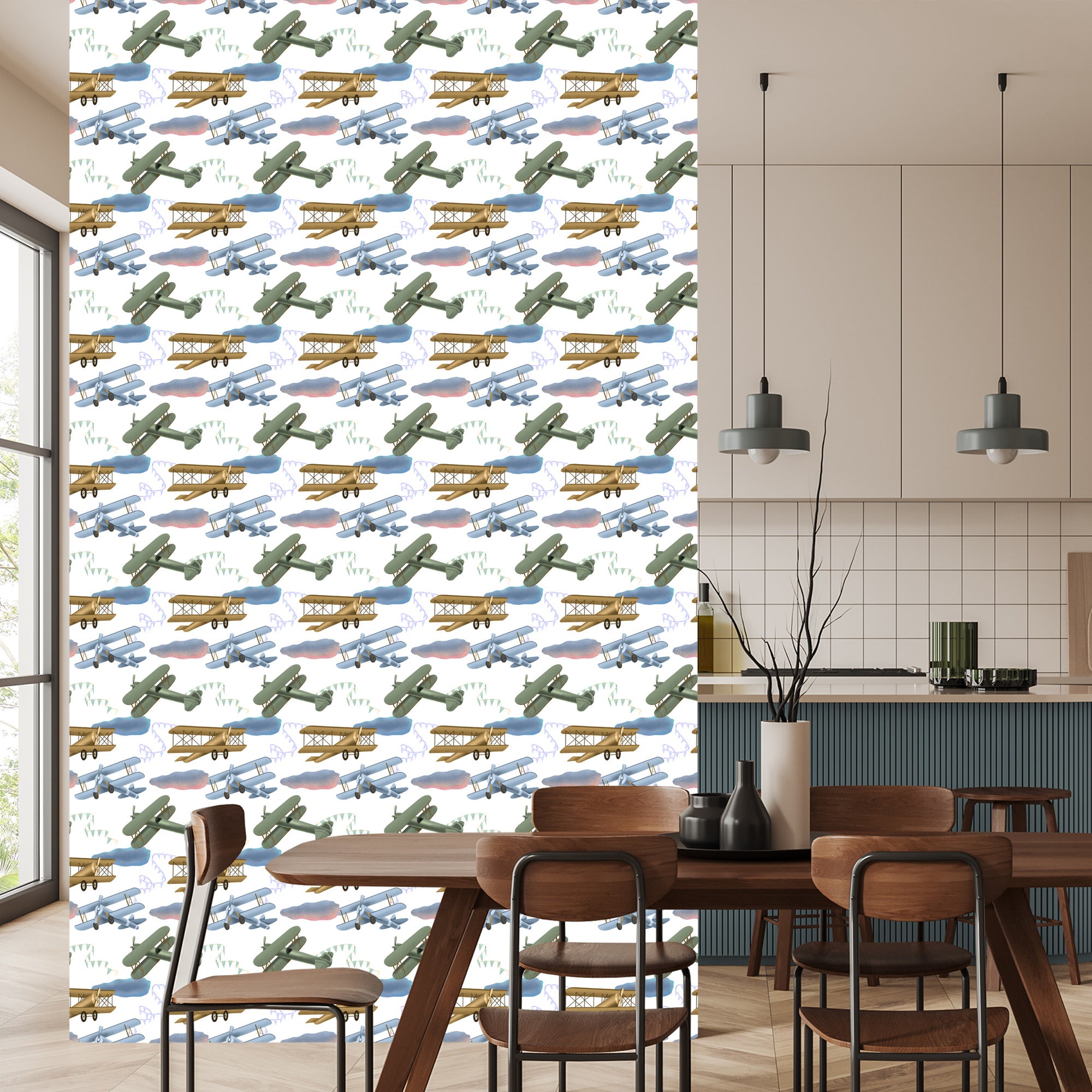 Tapeta Samoloty Retro Z Chmurami