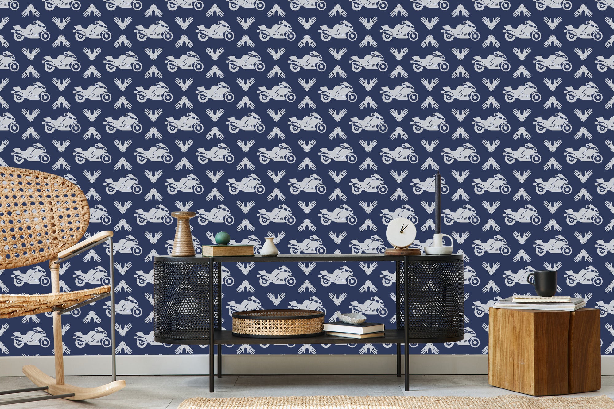 Tapeta Motocykle Z Nowoczesnymi Ornamentami