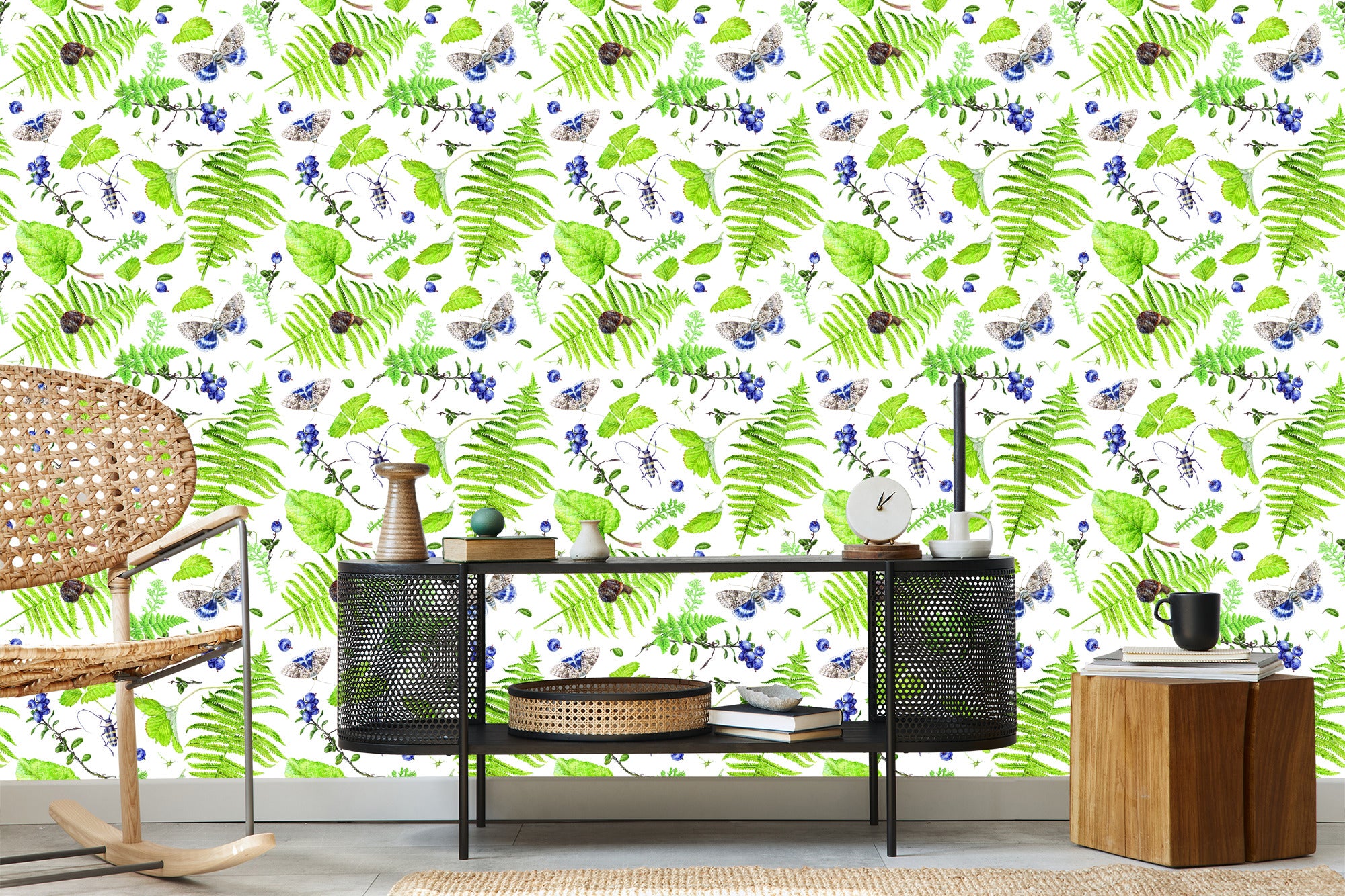 Tapeta Paproć Z Motylami