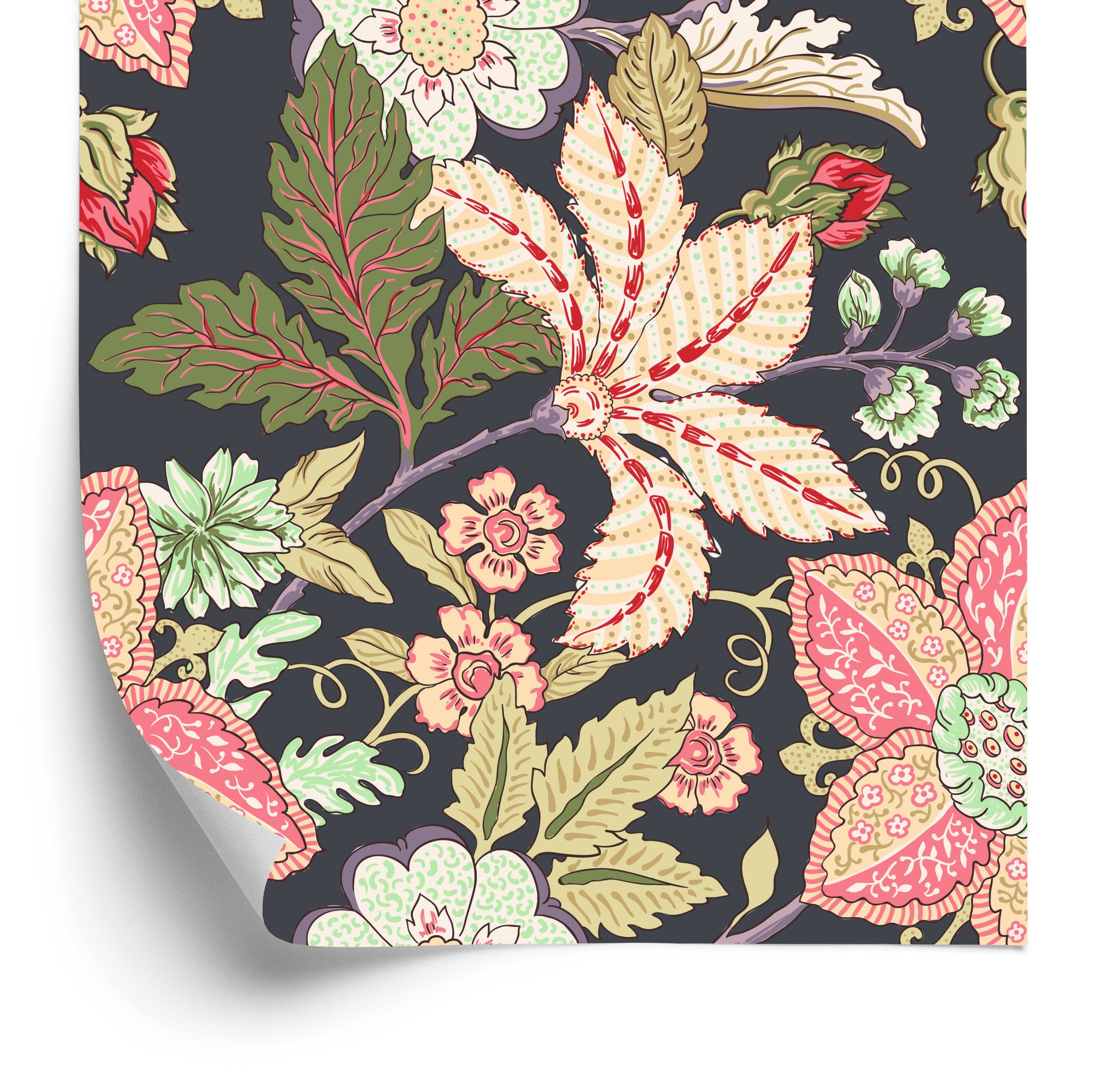 Tapeta Kwiaty Z Liśćmi Vintage