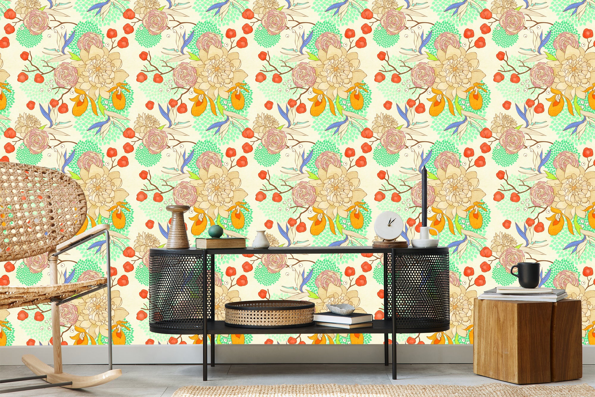 Tapeta Retro Kwiaty