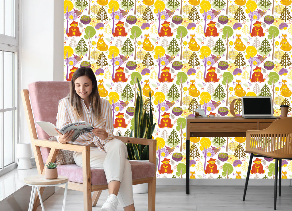 Tapeta Dla Dzieci – Szczęśliwe Leśne Zwierzęta